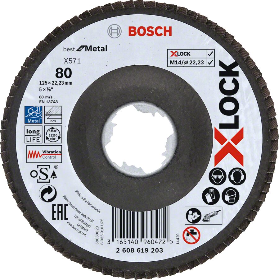 Bosch X-LOCK BFM 125 mm 80 K Flap Disk