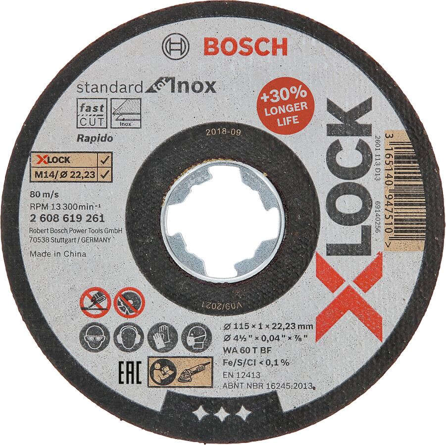 Bosch X-LOCK Rap.SD Inox KesmeTaşı 115*1mmDüz