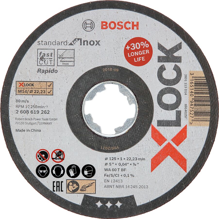 Bosch X-LOCK Rap.SD Inox KesmeTaşı125*1 mm Düz