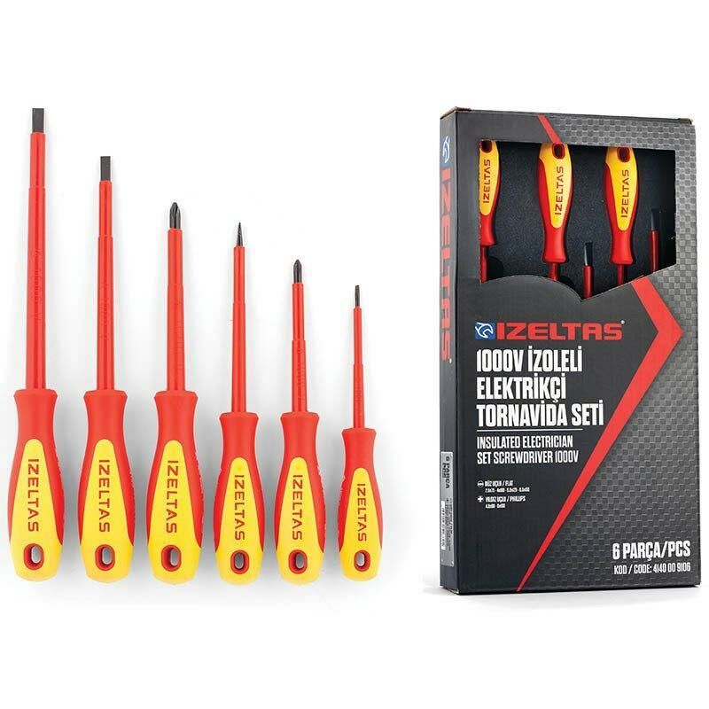 İzeltaş 1000V Izoleli Elektrikçi Tornavida Seti (6 Parça)