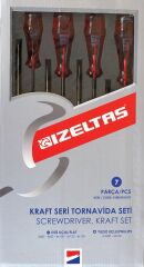 İzeltaş Kraft Seri  7 Parça Tornavida Seti  (Düz-Yıldız)
