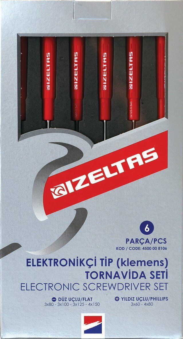 İzeltaş Elektronikçi Tip (Klemens)Tornavida Seti(6 parça)