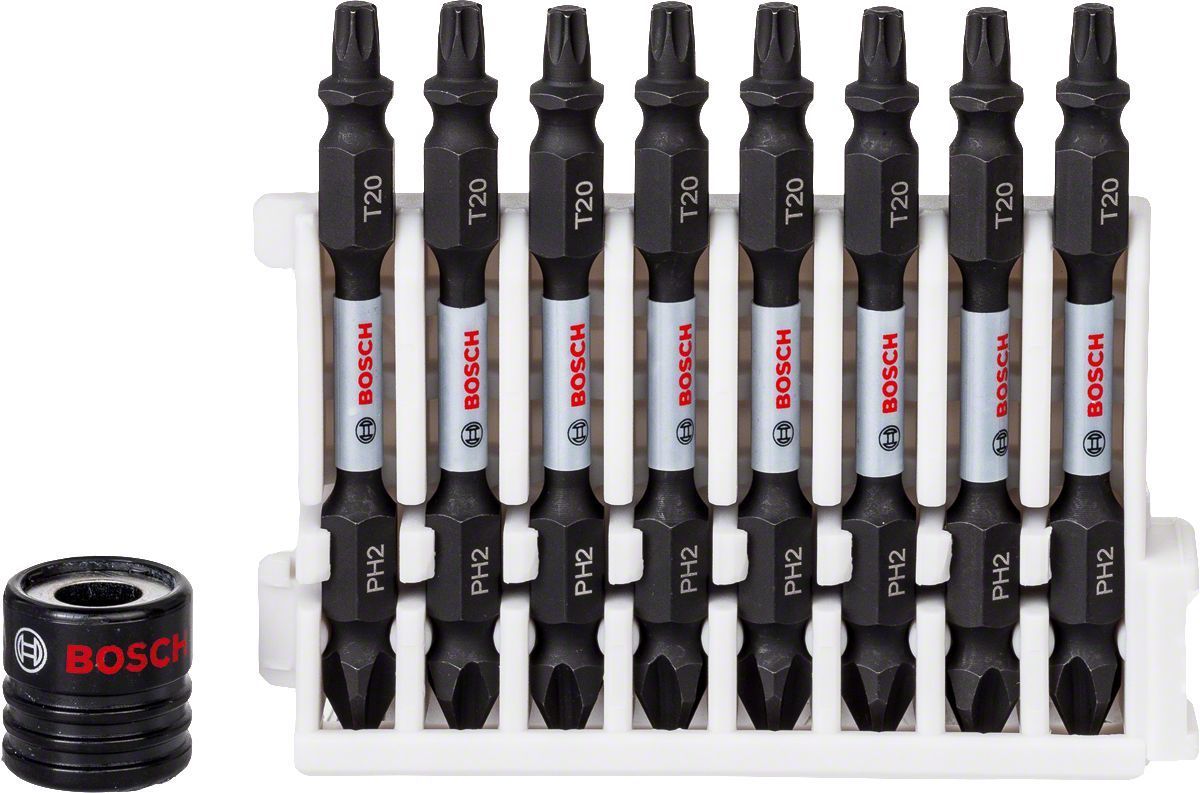 Bosch - Impact Control Serisi Çift Taraflı Vidalama Ucu 8'liPH2/T20 *65mm + Mıknatıslı Tutucu