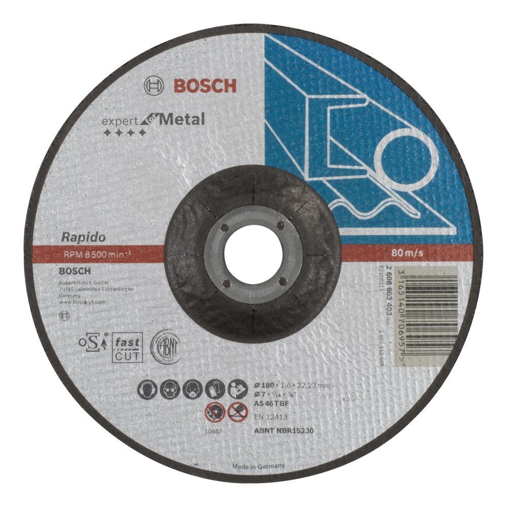 Bosch EXMetal Rap. Kesme Taşı180*1,6mmBombeli